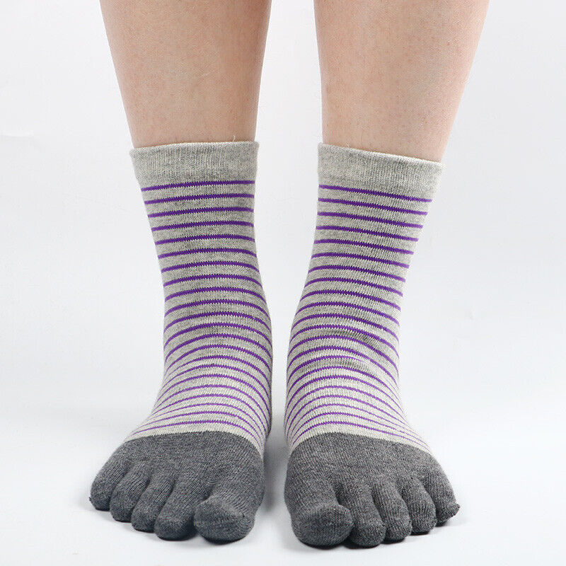Women's Striped Cotton FiveFinger Socks