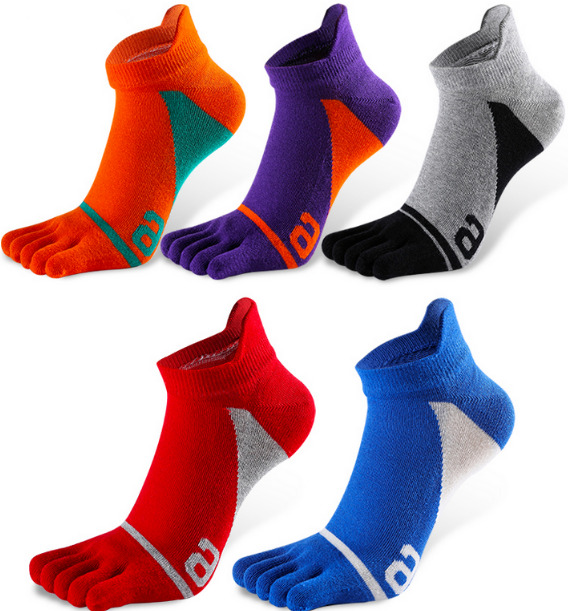 Men's Multicolor Five Finger Ankle Socks - 5 Pack