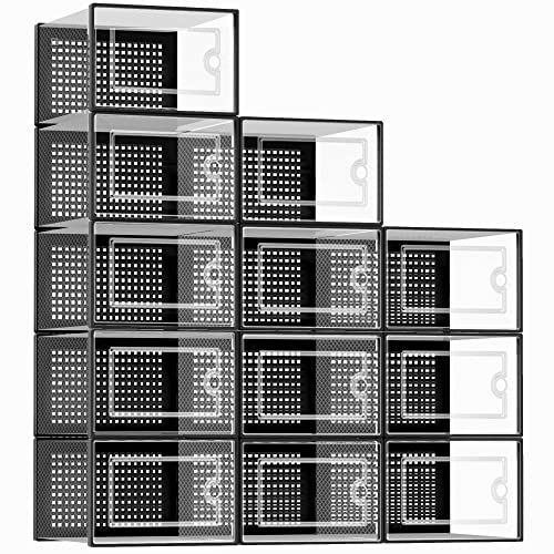 Clear Stackable Shoe Containers, Size 11 Fit