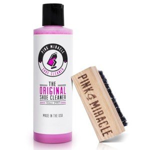 Pink Miracle Shoe Cleaner Kit 8oz Bottle Fabric Cleaner For Leather, Whites, and Nubuck Sneakers
