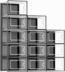 Clear Stackable Shoe Containers, Size 11 Fit