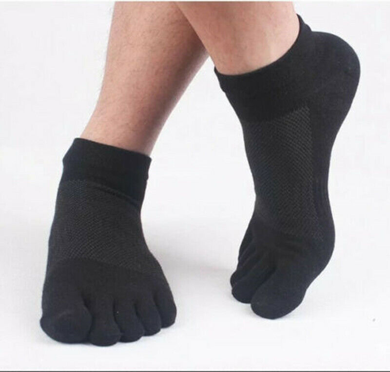 6 Pack Men Ankle Socks Five Finger Toe Cotton Sport Breathe Mesh