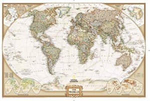 National Geographic Maps: World Executive Wall Map - Poster Size - Antique Style - 91 x 61 cm - Folded