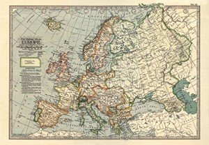 MP53 Vintage 1897 Historical Antique Art Old Map Of Europe Poster RePrint - A3 (432 x 305mm) 16.5" x 11.7"