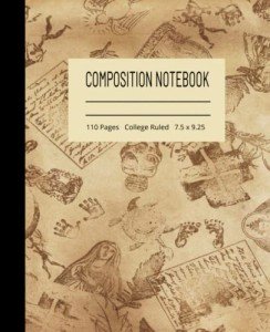 Composition Notebook:Unique, Vintage, Aesthetic, Handmade Art Design, Egyptian Statue, Petroglyphs, Ancient Script, Spiritual, Notebook, Gift