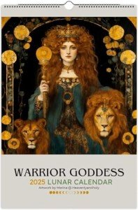 Fubsta Warrior Goddess 2025 Moon Phase Calendar,Greek Mythology Goddess Lunar Calendar 2025 Wall Calendar,Home Wall Decor for Greek mythology Lovers