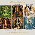 Fubsta Warrior Goddess 2025 Moon Phase Calendar,Greek Mythology Goddess Lunar Calendar 2025 Wall Calendar,Home Wall Decor for Greek mythology Lovers