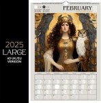 Fubsta Warrior Goddess 2025 Moon Phase Calendar,Greek Mythology Goddess Lunar Calendar 2025 Wall Calendar,Home Wall Decor for Greek mythology Lovers