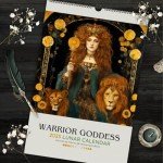 Fubsta Warrior Goddess 2025 Moon Phase Calendar,Greek Mythology Goddess Lunar Calendar 2025 Wall Calendar,Home Wall Decor for Greek mythology Lovers
