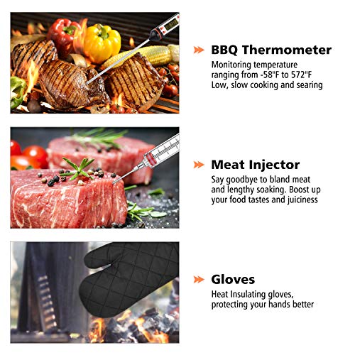 27PCs Stainless Steel BBQ Grill Tools Set, Grilling Kit