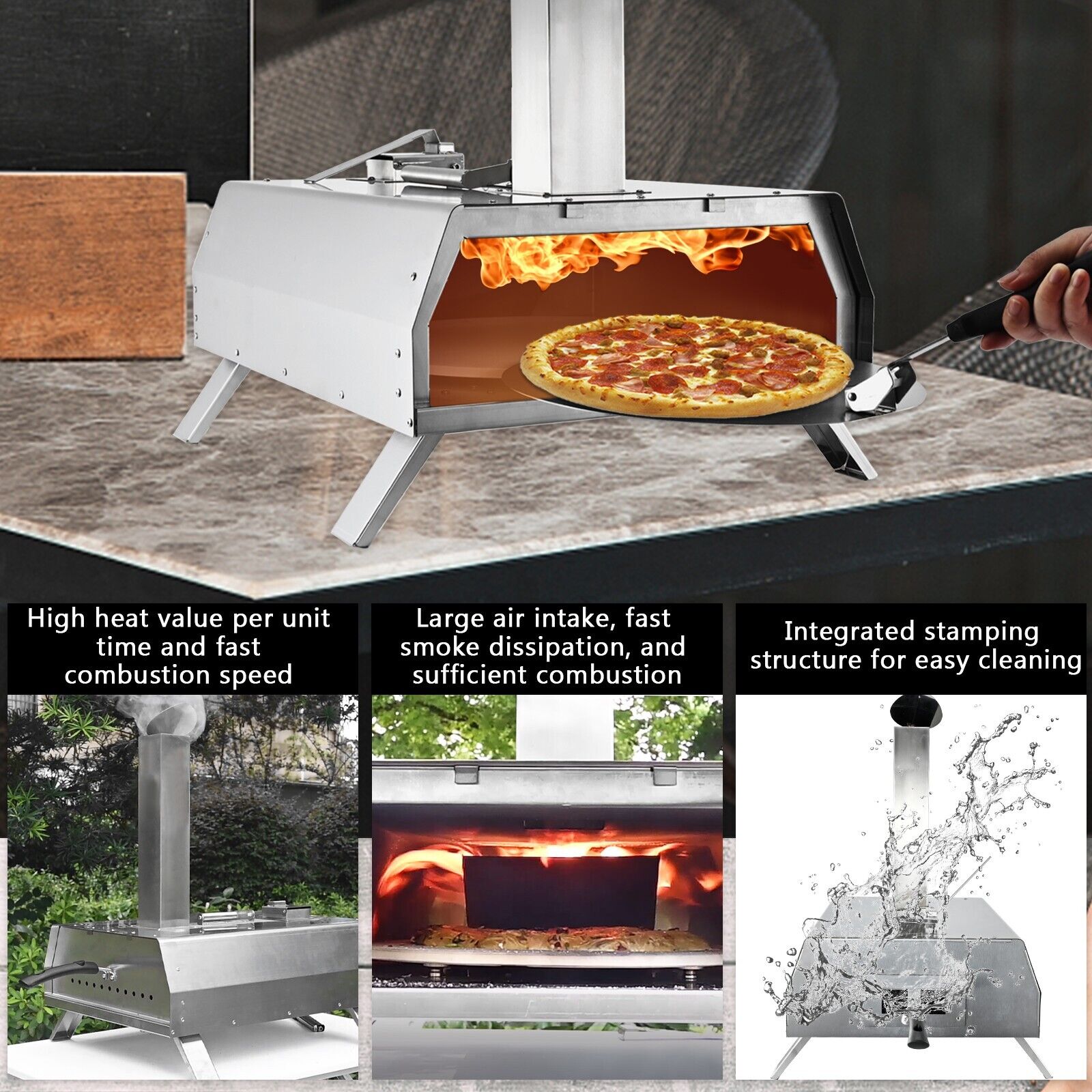 Portable 13" Multi-Fuel Rotatable Pizza Oven