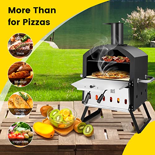 Giantex Outdoor Wood-Fired Pizza Oven with Stone