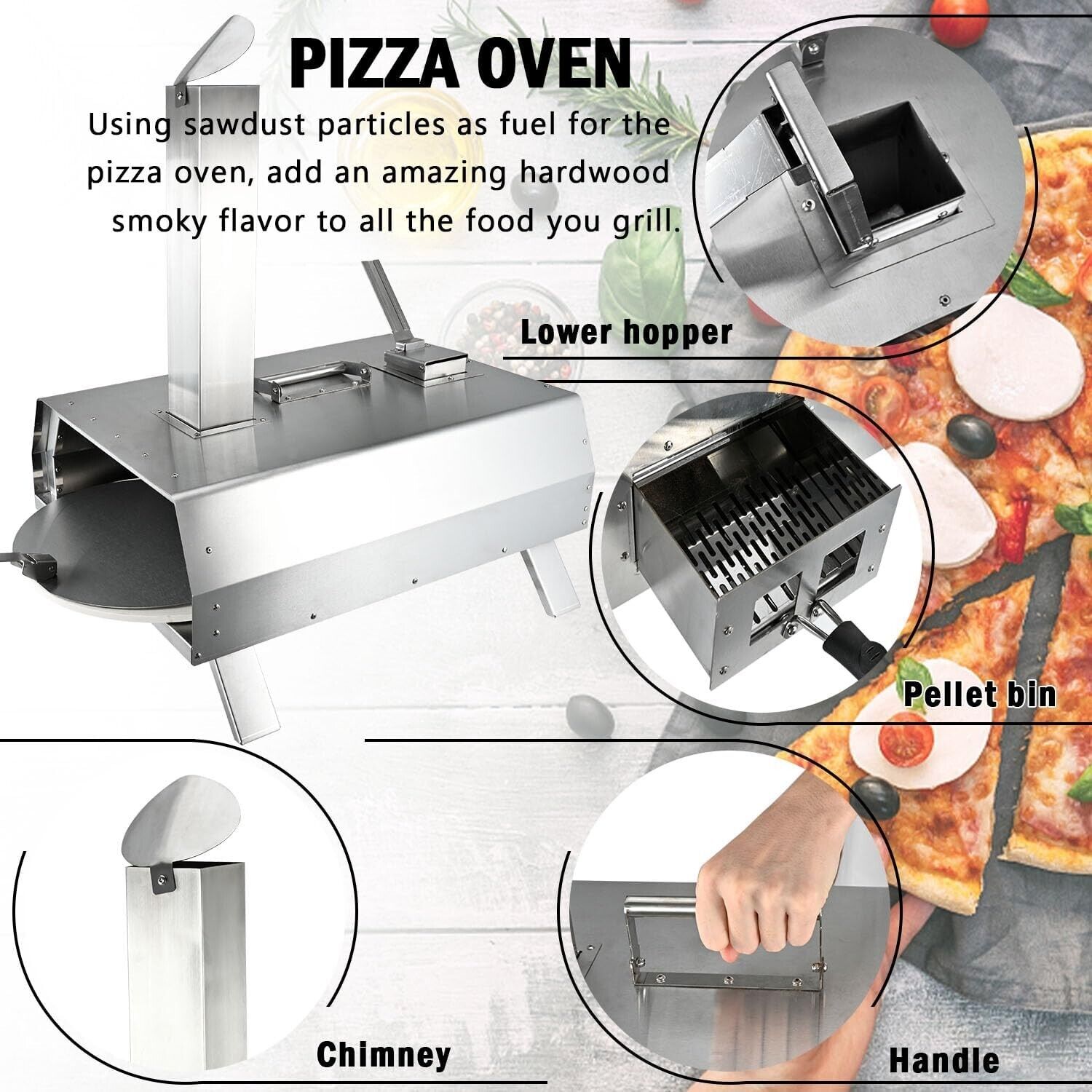 Portable 13" Multi-Fuel Rotatable Pizza Oven