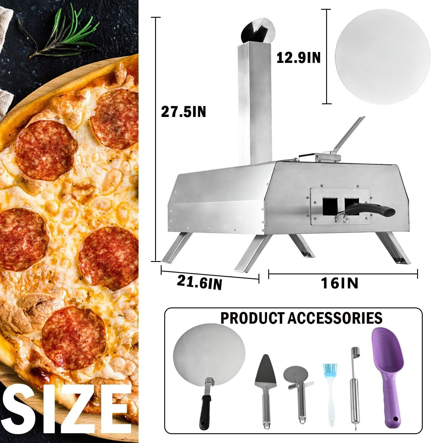 Portable 13" Multi-Fuel Rotatable Pizza Oven