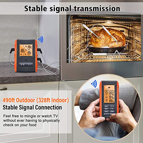 Wireless Meat Thermometer with 3 Probes for Grilling