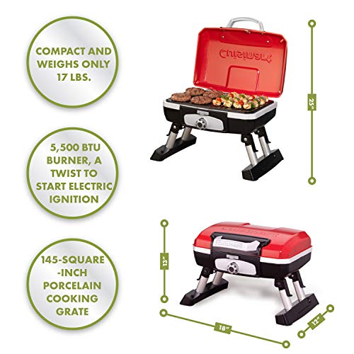 Portable Tabletop Propane Gas Grill, Red by Cuisinart