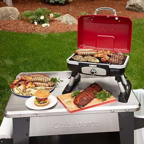 Portable Tabletop Propane Gas Grill, Red by Cuisinart