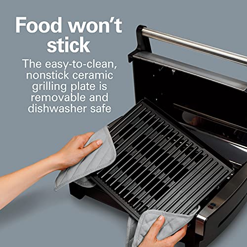 Electric Searing Grill with Viewing Window, Adjustable Temperature