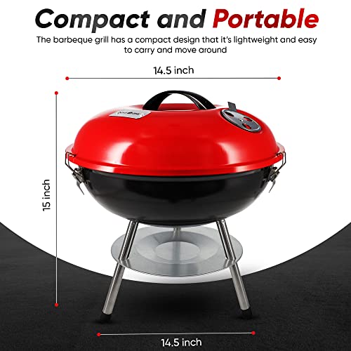 Portable Dual Venting BBQ Grill with 3-Point Lid Lock
