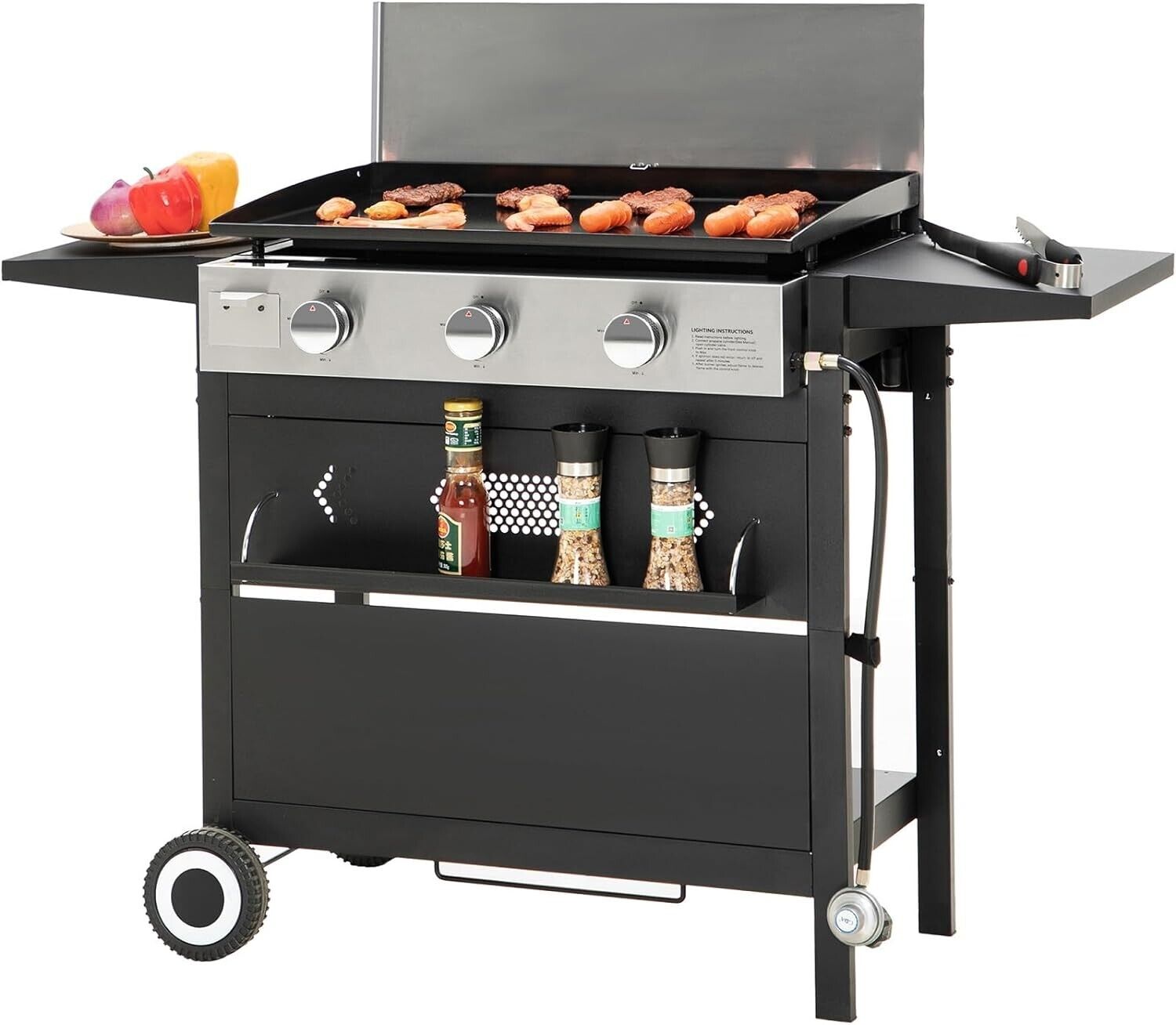 33000 BTU 3-Burner Propane Flat Griddle Grill