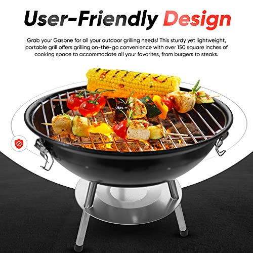 Portable Dual Venting BBQ Grill with 3-Point Lid Lock