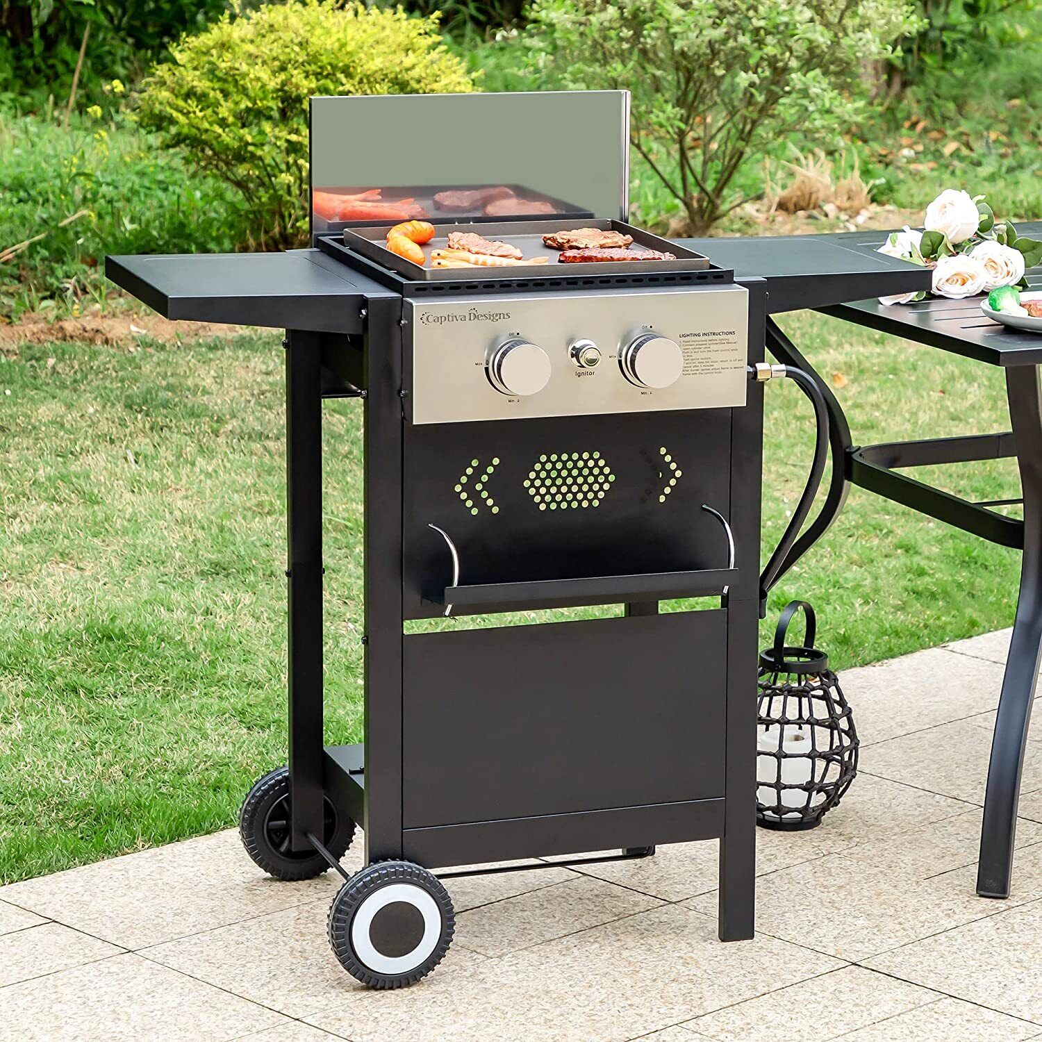 2 Burner Flat Top Griddle BBQ Grill