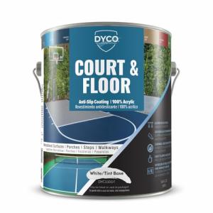DYCO Court & Floor Anti-Slip Coating - Slip-Resistant Pavement, Cement & Concrete Paint for Pickleball, Tennis & Basketball Courts, Exceeds ADA Standards for Safety Areas (White, 1 Gallon)