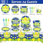24 Guests Pickleball Party Decorations Supplies Pickleballs Party Tableware Set Pickle ball Player Themed Tablecloths Birthday Disposable Plates and Napkin for Baby Shower Brithday Decorations