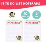 4 Pickleball Sticky Memo Notepads, 2 Cute Original Designs, Funny Pickle Ball Gifts for Men Women, Tournament Giveaways Round Robin Ideas, Inspirational Ornament Accessories, Kauai Sun™