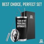 Panvola Tears of My Pickleball Opponents Tumbler Sports Player Gifts For Dad Mom Grandpa Grandma Vacuum Insulated Stainless Steel Tumbler With Removable Lid And Straw (20 oz)