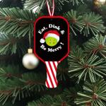 Pickleball Fun - Pickleball Paddle Ornament w/Deck The Halls on one Side and Eat, Dink and Be Merry on The Other Side. A Large, Fun, and Festive Ornament and Holiday Pickleball Decoration - 6.25" x3"
