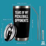 Panvola Tears of My Pickleball Opponents Tumbler Sports Player Gifts For Dad Mom Grandpa Grandma Vacuum Insulated Stainless Steel Tumbler With Removable Lid And Straw (20 oz)