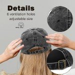Pishovi Pickleball Hair Don't Care Fun Distressed Washed Black Baseball Cap, Vintage Adjustable Cotton Cap, Funny Retirement Gift for Man Woman, Birthday Gifts for Dad Grandpa Pickleball Lover
