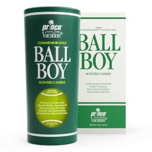 Ball Boy Tennis Scented Candle by Prince x Vacation Sunscreen, Premium Soy-Blend Wax, 65-Hour Long Burning, Sport Gift for Women & Men, 8 Oz.