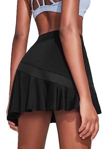 Ekouaer Womens Tennis Skirt Pleated Athletic Skorts with Shorts Pockets Quick Dry Golf Pickleball Skirts Strethy Running Workout Skort,Black M