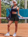 Ekouaer Womens Tennis Skirt Pleated Athletic Skorts with Shorts Pockets Quick Dry Golf Pickleball Skirts Strethy Running Workout Skort,Black M