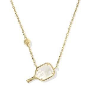 Kendra Scott Pickleball Short Pendant Necklace, 14k Gold Plated Brass, Mother-of-Pearl, Fashion Jewelry for Women