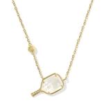 Kendra Scott Pickleball Short Pendant Necklace, 14k Gold Plated Brass, Mother-of-Pearl, Fashion Jewelry for Women