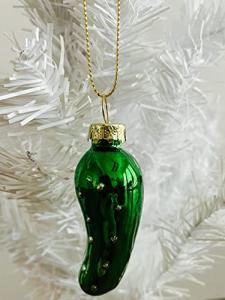 Pickleball Marketplace - Glittery Christmas Pickle Tree Ornament - Includes The Tradition of The Pickle Christmas Pickle Story