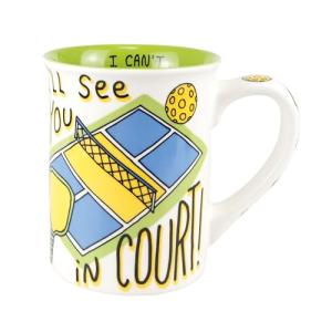Enesco Our Name is Mud I'll See You in Pickleball Court Coffee Mug, 16 Ounce, Multicolor