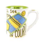 Enesco Our Name is Mud I'll See You in Pickleball Court Coffee Mug, 16 Ounce, Multicolor