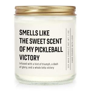 Shqiueos Funny Pickleball Gifts for Women - Smells Like Pickleball Victory Candle 7oz Lavender Scented, Gifts for Pickleball Lovers Players, Pickleball Tournament or Birthday Gift