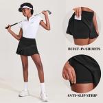 Ekouaer Womens Tennis Skirt Pleated Athletic Skorts with Shorts Pockets Quick Dry Golf Pickleball Skirts Strethy Running Workout Skort,Black M