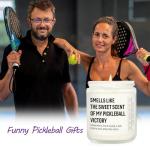 Shqiueos Funny Pickleball Gifts for Women - Smells Like Pickleball Victory Candle 7oz Lavender Scented, Gifts for Pickleball Lovers Players, Pickleball Tournament or Birthday Gift