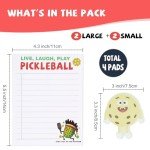 4 Pickleball Sticky Memo Notepads, 2 Cute Original Designs, Funny Pickle Ball Gifts for Men Women, Tournament Giveaways Round Robin Ideas, Inspirational Ornament Accessories, Kauai Sun™
