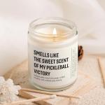 Shqiueos Funny Pickleball Gifts for Women - Smells Like Pickleball Victory Candle 7oz Lavender Scented, Gifts for Pickleball Lovers Players, Pickleball Tournament or Birthday Gift