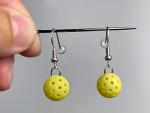 Yellow Pickleball Earrings, 1.2cm Dangle Accessory Earrings