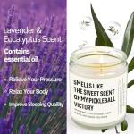 Shqiueos Funny Pickleball Gifts for Women - Smells Like Pickleball Victory Candle 7oz Lavender Scented, Gifts for Pickleball Lovers Players, Pickleball Tournament or Birthday Gift