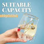 Onebttl Pickleball Gifts for Women, Pickleball Lover Glass, 17 oz Stemless Wine Glass with Foil Stamping Pattern