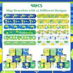 Serencatcher 48PCS Pickleball Slap Bracelets Bulk for Kids, Pickleball Party Favors Love Pickleball Slap Wristbands for Pickleball Party Supplies Gifts Sports Themed Pickleball Birthday Decorations